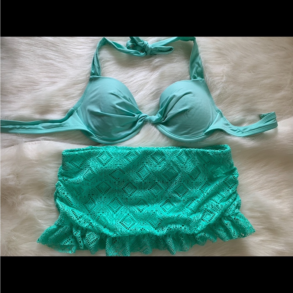 Mossimo Women’s Two Piece Bright Mint Green Bathing Suit